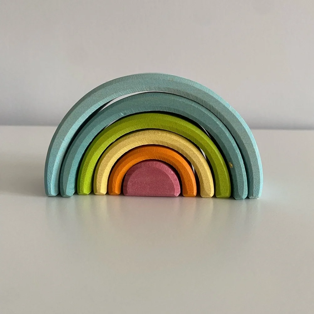 Grimms Wooden Montessori Small Pastel Rainbow - Picture 1 of 3